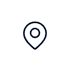 Simple black location pin icon on a white background.