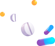 Illustration of various pills and capsules floating on a white background.